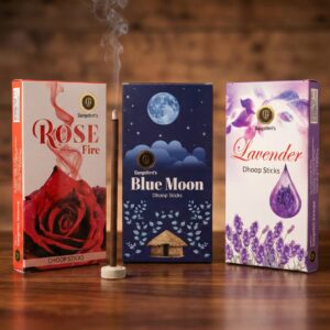 King-Size Floral Symphony: Bambooless Dhoop Sticks (Rose, Lavender, Blue Moon)